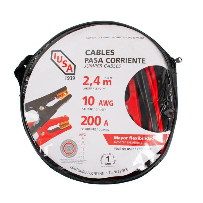 Cable pasa corriente 2.4 metros, iusa, 200 A