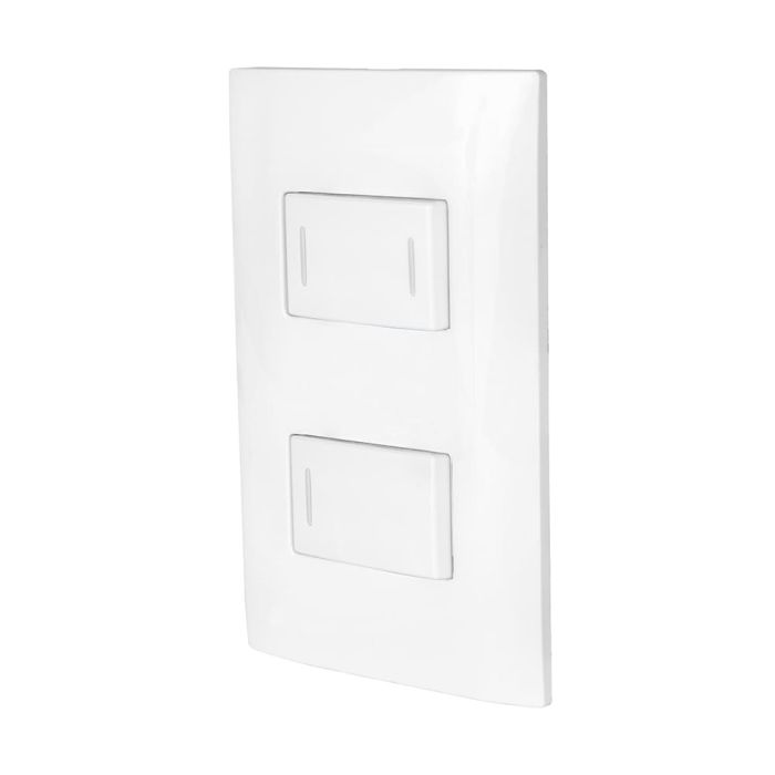 Placa armada con interruptor sencillo y interruptor de escalera gio blanco 120 v~ - 250 v~, 10 a iusa