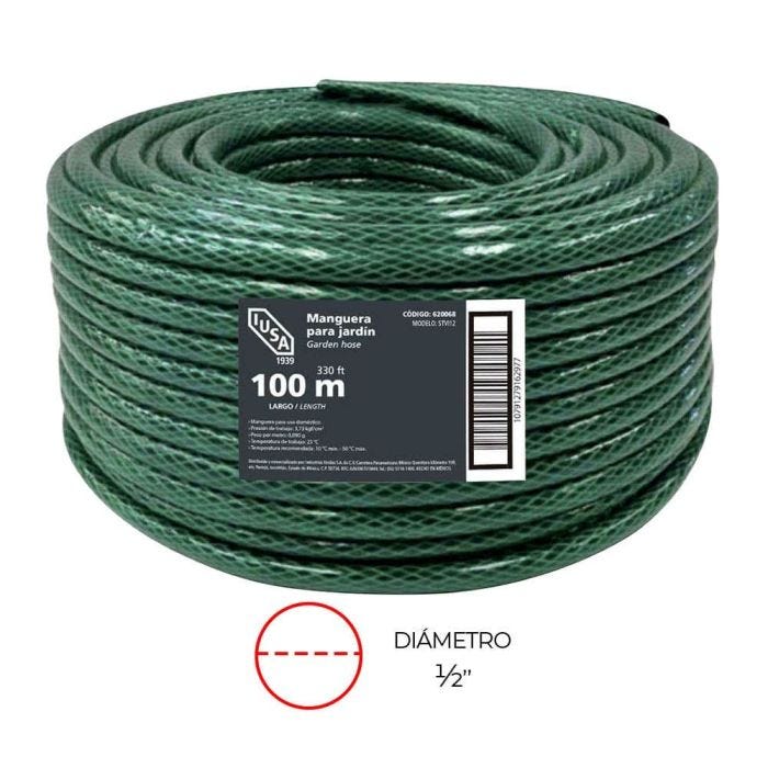 Rollo de Manguera Flexible Tricapa, IUSA, 100 m de 1/2"