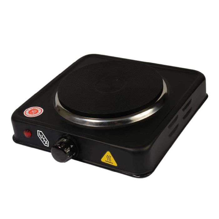 Parrilla eléctrica IUSA, 1 quemador de disco, 1000 W, color negro