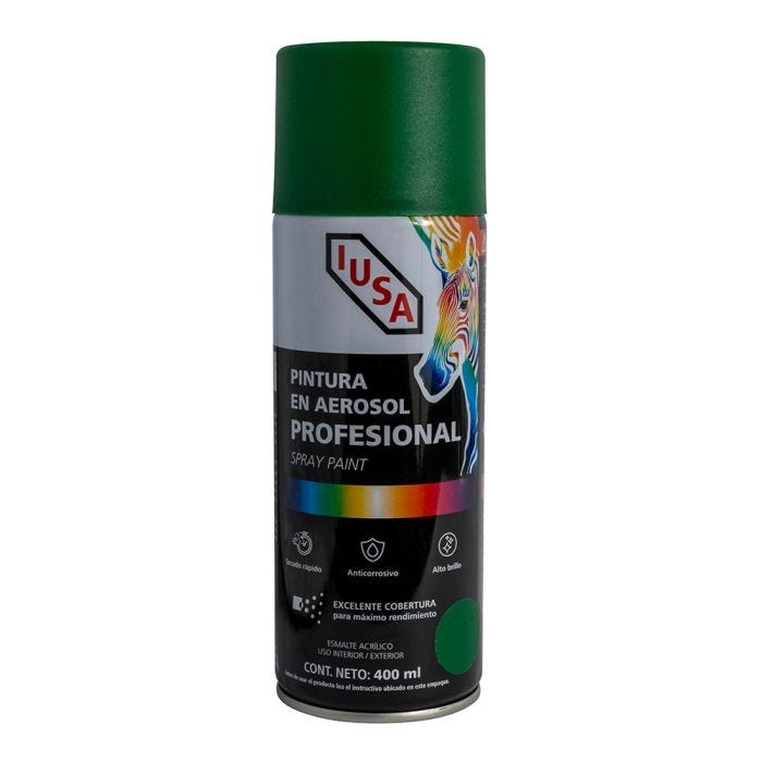 Pintura en aerosol profesional mate, verde, IUSA