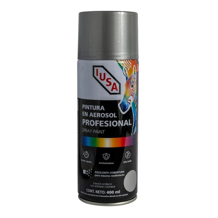Pintura en aerosol profesional metálica, plata, IUSA