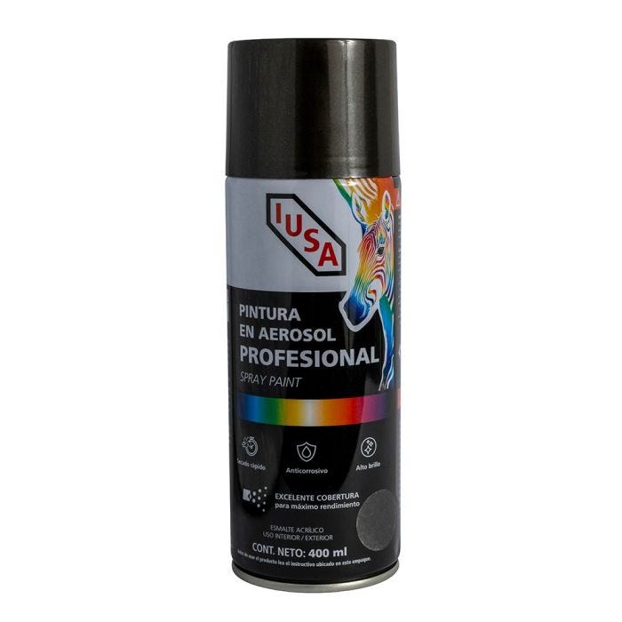Pintura en aerosol profesional metálica, negro, IUSA