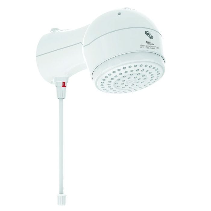 Regadera electrónica de temperatura progresiva, blanca, IUSA Rain diseño redondeado