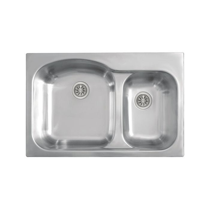 Kit Fregadero Tekaway DM 33.22 2 Tinas con Monomando y Triturador TRS 520 de 1/2 HP Acero Inoxidable Teka