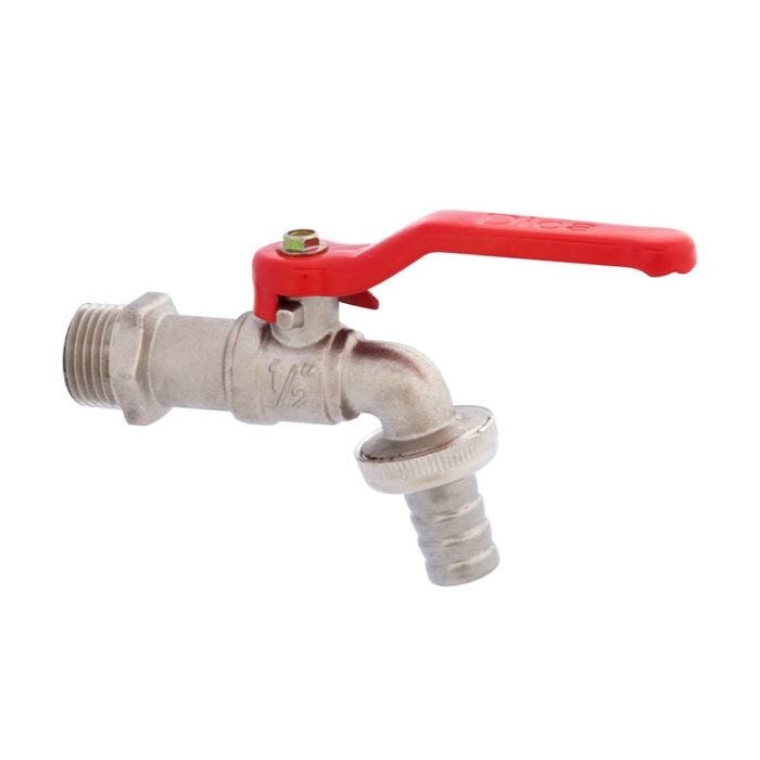 Llave de Esfera para Jardín 1/2" con Adaptador para Manguera Niquelada Dica