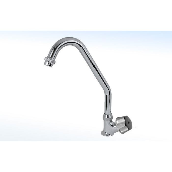 Llave Individual para Fregadero con Pico Alto Cromo Rugo