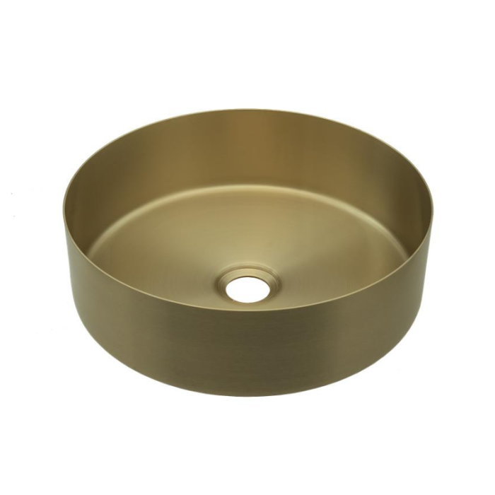 Lavabo Inox Redondo de Sobreponer Dorado Urrea