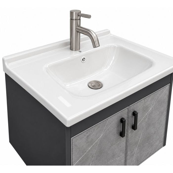Mueble para Baño Empotrable Agni 60 x 46 x 44 cm con Lavabo y Monomando Polímero Reforzado Gris Mármol Machen