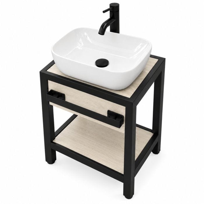 Mueble para Baño a Piso Cadel Teka 50 x 40 x 86 cm con Lavabo de Sobreponer y Monomando MDP Teka Natural Machen
