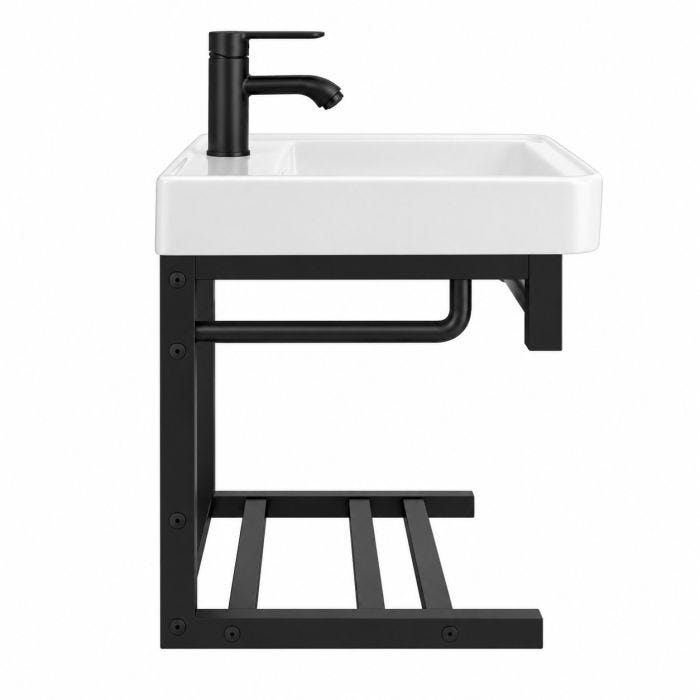 Mueble para Baño Empotrable Ukesh 50 x 36 x 50 cm con Lavabo, Espejo y Repisa Aluminio Negro Machen