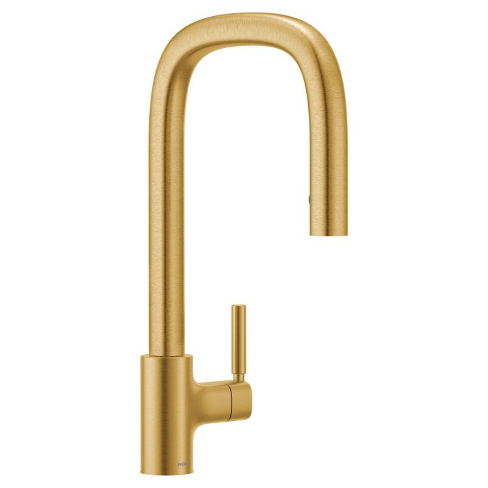 Mezcladora Monomando para Cocina Tenon con Regadera Extraíble Oro Cepillado Moen