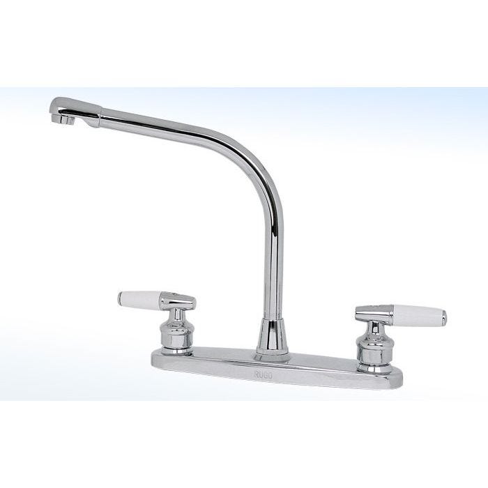 Mezcladora para Fregadero 8" al Piso con Cubierta de ABS y Manerales Piruli Blanco Cromo Rugo