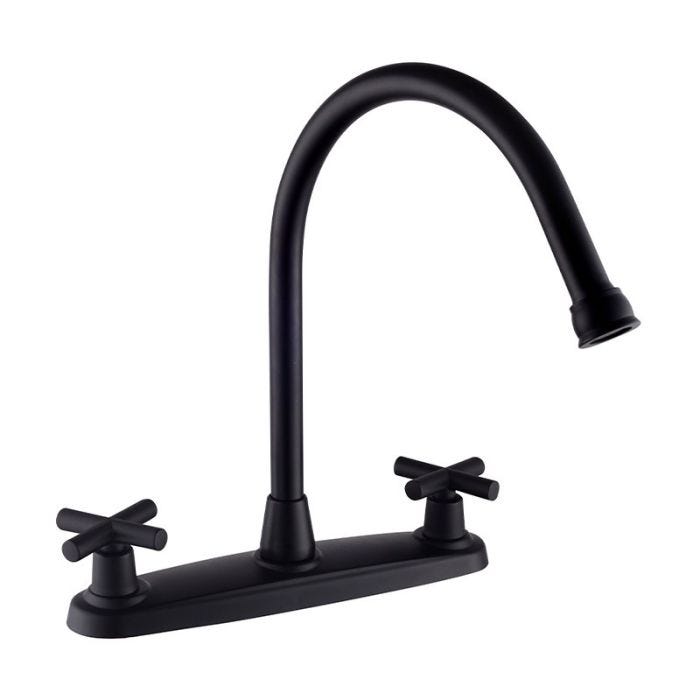 Mezcladora para Fregadero 8" con Manerales de Cruceta Negro Mate Dica