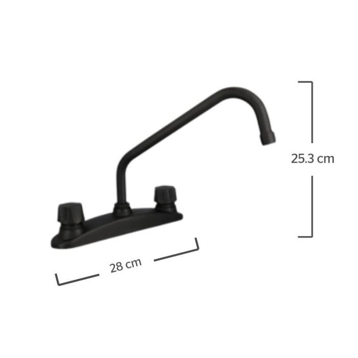 Mezcladora para Fregadero 8" con Manerales Queen Negro Mate Urrea