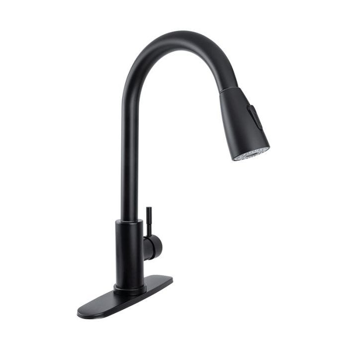 Monomando Ecológico para Fregadero con Nariz Retráctil y Giratoria 360° Negro Mate Dica
