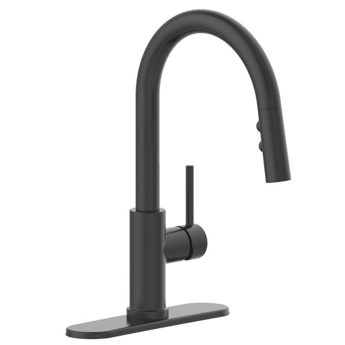 Monomando para Fregadero con Rociador Retráctil Negro Mate Coflex
