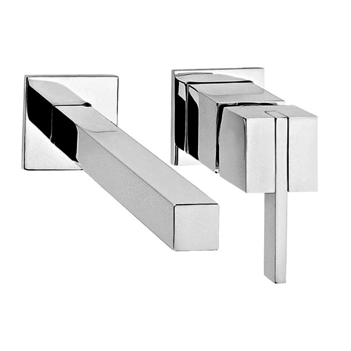 Monomando para Lavabo de Pared con Contra Push Kubica Cromo Helvex