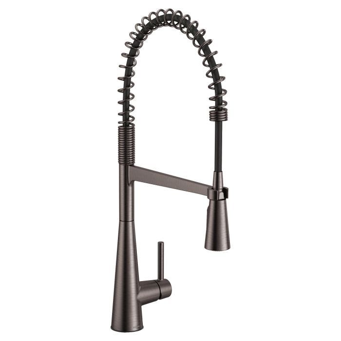 Monomando Sleek para Cocina con Rociador Extraíble de Preenjuague Negro Inoxidable Moen