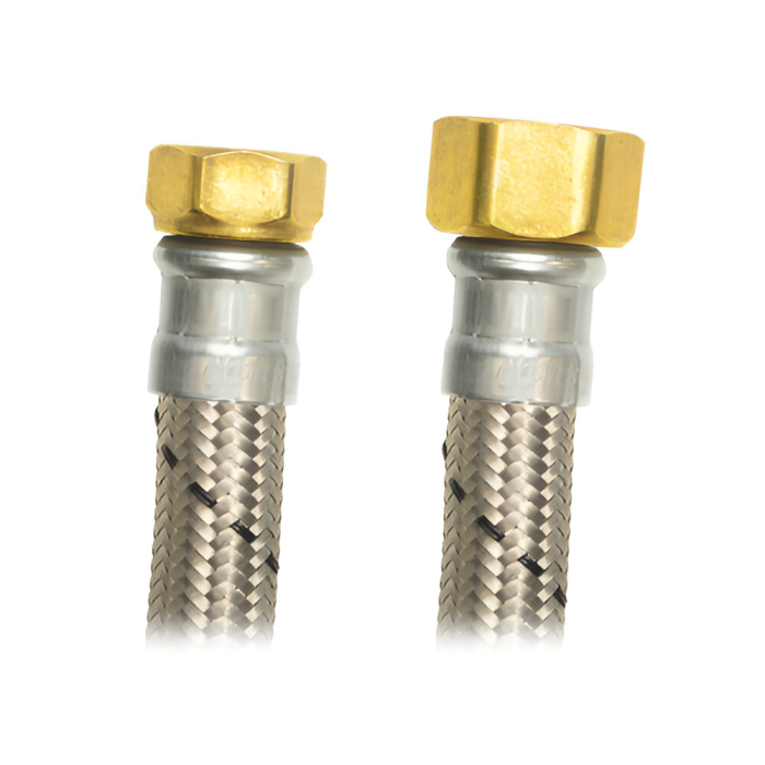 Manguera flexible para boiler acero inoxidable 1/2" x 3/4" flujo mayor — 60 cm Mod. AB-D60