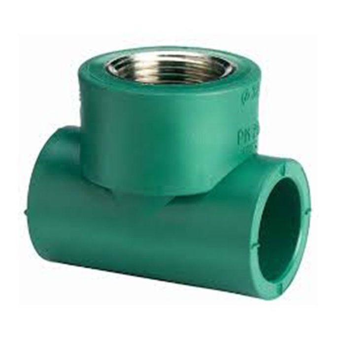 Tee con rosca central hembra de 25 mm x 1/2"