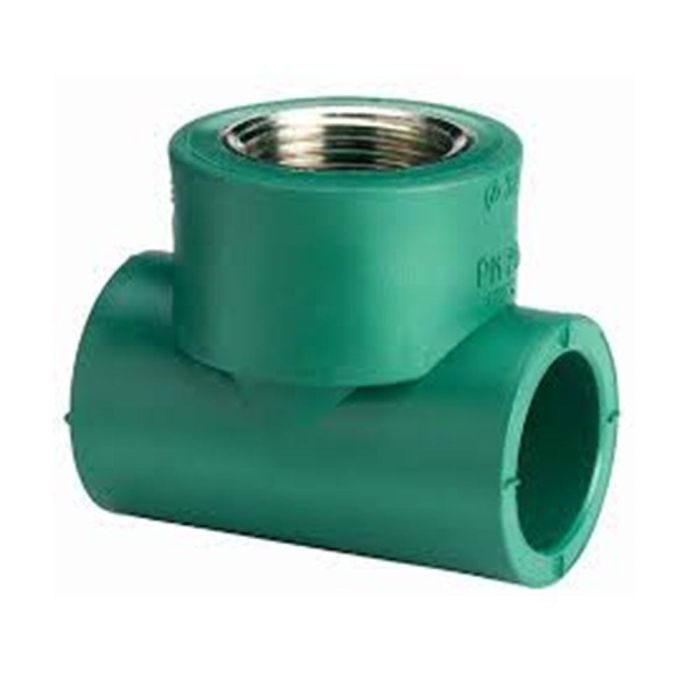 Tee con rosca central hembra de 32 mm x 1/2"