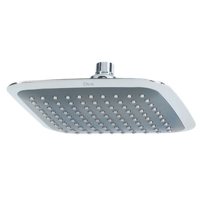 Regadera ABS 8" Cuadrada sin Brazo y Chapetón Cromo Dica