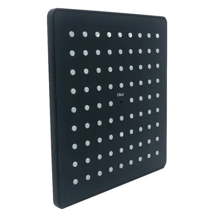 Regadera Ecológica 8" Plato Cuadrada sin Brazo Negro Mate Dica