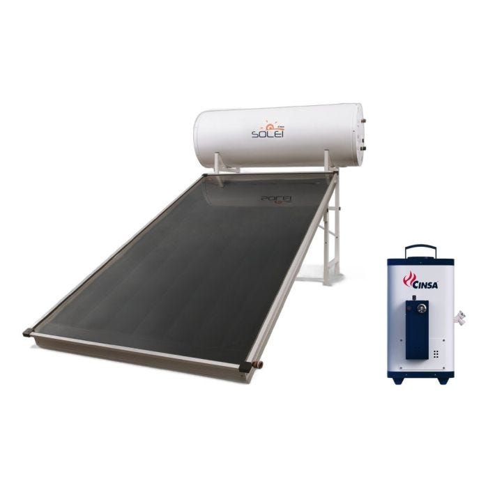 Calentador Solar Cinsa Solei Combo 150 L con Calentador de Paso CDP-06 Gas LP