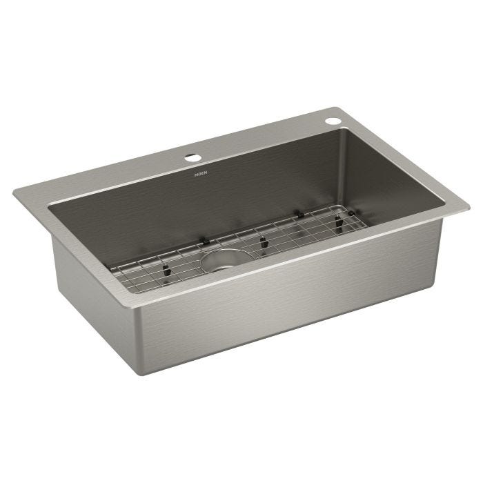 Tarja Sencilla Serie 1800 de Acero Inoxidable Calibre 18 para Sobreponer o Bajocubierta 83.8 x 55.9 cm Moen
