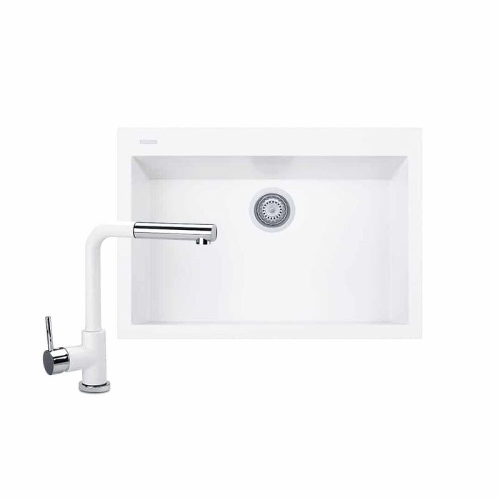 Kit Tarja Singola Grande Blanca + Mezcladora Tevere Blanca Plados