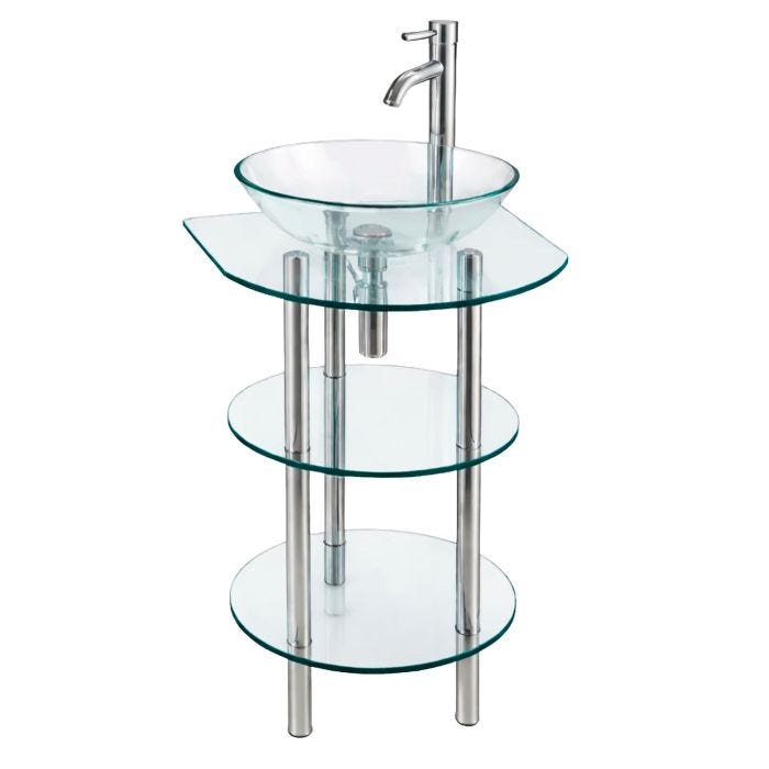 Tocador de Cristal Templado para Baño con 2 Repisas Atenea