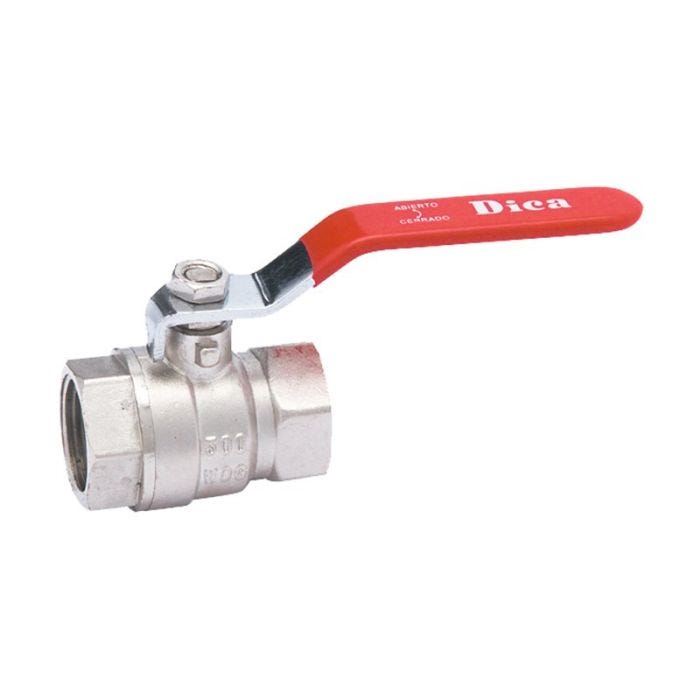 Válvula de Esfera de Paso Completo Roscable 3/4" Latón Niquelado Dica