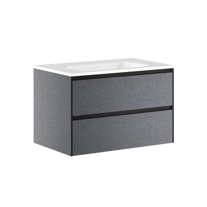 Gabinete Suspendido Gris Oxford con Lavabo Blanco Moen