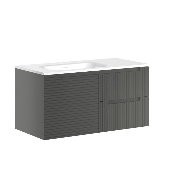 Gabinete Suspendido Gris London 100 x 50 cm con Lavabo Blanco Moen
