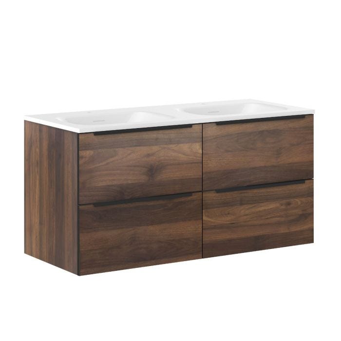 Gabinete Suspendido Nogal 120 x 50 cm con Lavabo Blanco Moen