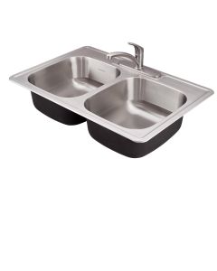 Kit de Fregadero Colony de Sobreponer 2 Tinas con Monomando 83.8 x 55.9 cm Acero Inoxidable American Standard