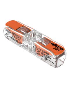Conector de Empalme con Palanca WAGO 221-2411 En Línea 2 Polos 4 mm2 Transparente