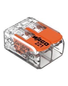 Conector de Empalme con Palanca WAGO 221-412 2 Polos 24-12 AWG 4 mm2