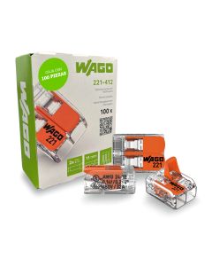 Conector WAGO 221-412 con su caja de 100 piezas
