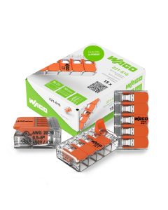 Conector de Empalme con Palanca WAGO 221-615 5 Polos 20-10 AWG 6 mm2 Caja 15 Piezas