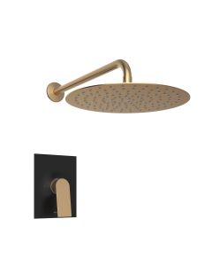 Diletta Regadera de Lluvia Negro Mate Oro Bronce con Monomando Negro Mate Oro Bronce Moen