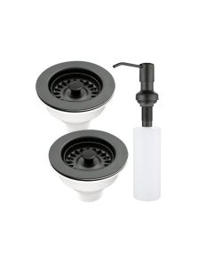 Kit de Dispensador de Jabón y 2 Contracanastas Negras