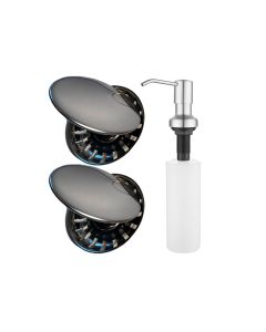Kit de Dispensador de Jabón y 2 Contracanastas Acero Inoxidable