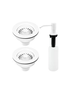 Kit de Dispensador de Jabón y 2 Contracanastas Blancas