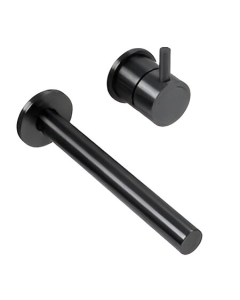 Monomando a muro para lavabo INOX Negro