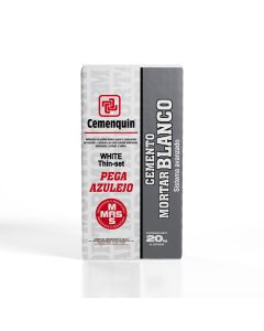 Adhesivo Cemento Mortar Blanco Pega Azulejo 20 kg Cemenquin