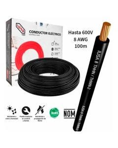 Cable THHN Calibre 8 AWG 100 m Negro IUSA