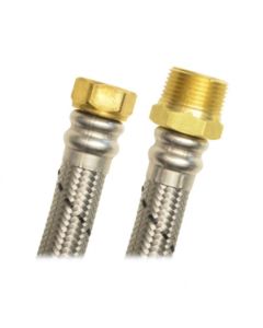 Manguera flexible para boiler acero inoxidable 1/2" x 3/4" flujo mayor — 60 cm Mod. AB-G60