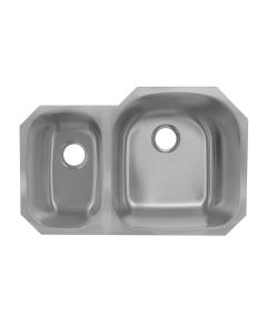 Fregadero de Submontar Alessia A-31209BLCO 2 Tinas Grande-Chica 80 x 52 cm Acero Inoxidable EB Técnica